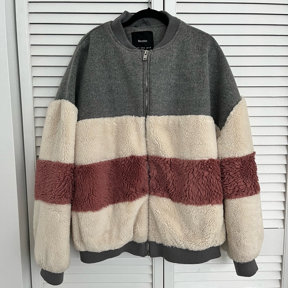 Bershka Sweater Jacket - Faux Fur